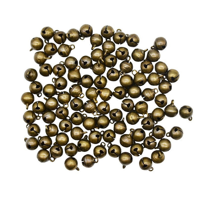Maydahui 100 PCS Small Jingle Bell 1/2 inches Vintage Bronze Mini 10mm Alloy Beads DIY for Christmas Jewelry Findings Sewing Wedding Doors Crafts - Image 1
